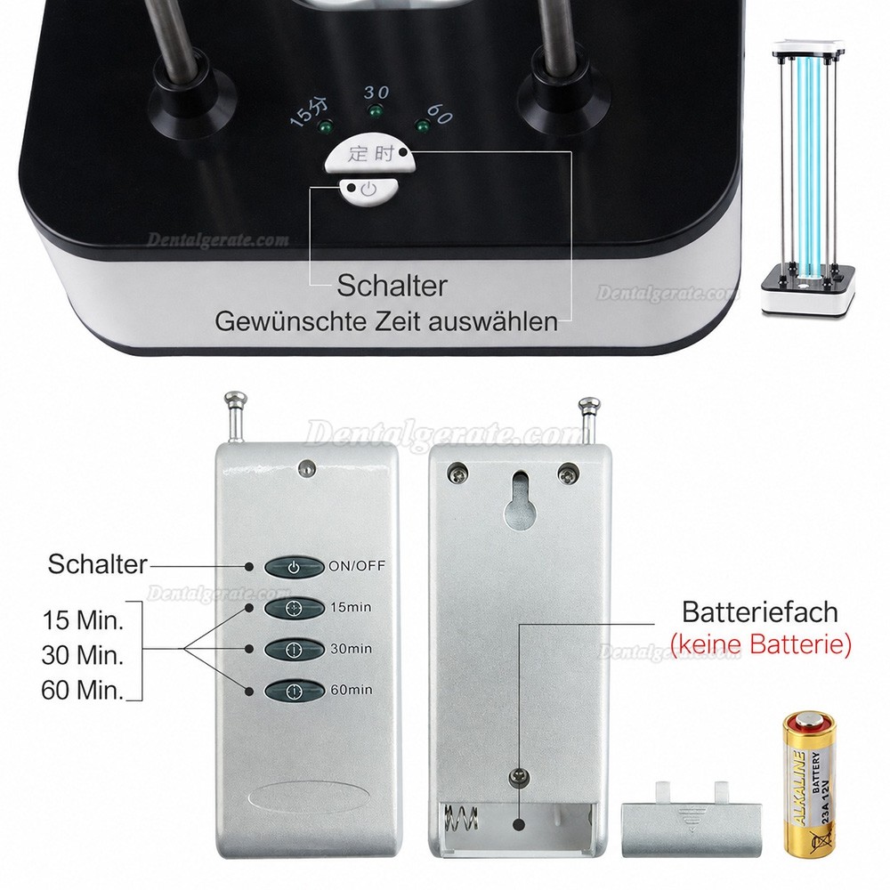 36W UV Bakterizid Quarz Lampe Desinfektion Ozon Sterilisator Timer-Fernbedienung